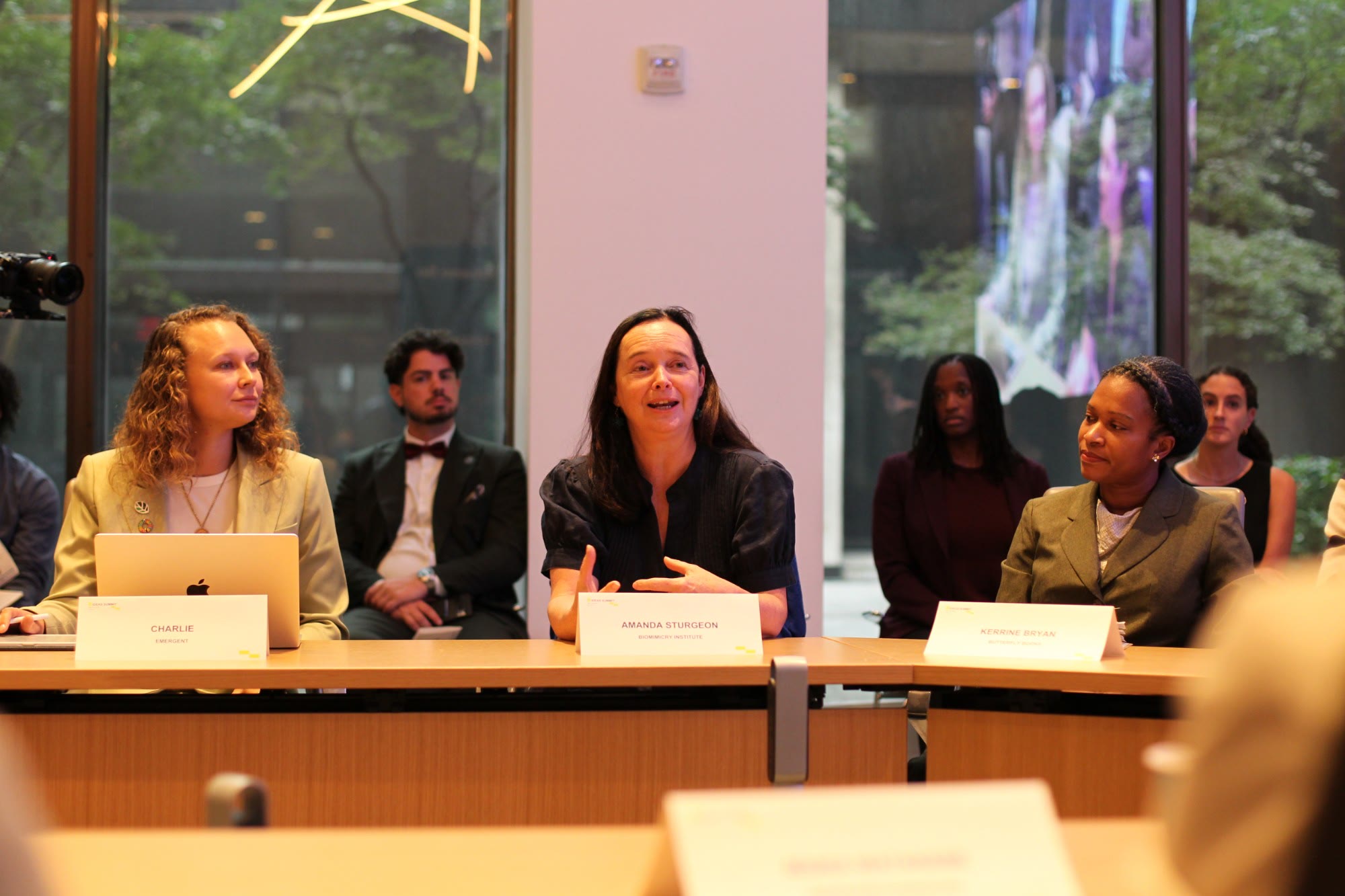 Amanda Sturgeon of the Biomimicry Institute speaks at an Amano So roundtable